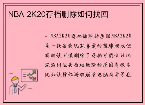 NBA 2K20存档删除如何找回
